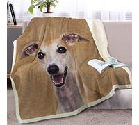 BlessLiving Cute Whippet Throw Soft Blanket Sherpa Fleece Lined Blanket Pet and Dog Lovers Home Throw Blankets Travel/Single (130x150cm)