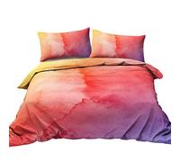 BlessLiving Duvet Cover Set Double with Zipper Closure, Watercolor Fluid Ink Pattern Bedding, Abstract Brushstrokes Red Purple, 3 Piece Lightweight Soft and Machine Washable