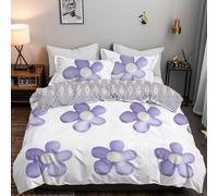 BlessLiving Flower Floral Duvet Cover Set Double, Watercolor Bedding Set with 2 Pillowcase,3 Piece Purple Lavender Lilac Comforter Cover 200 x 200 cm
