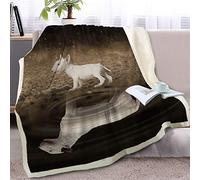 BlessLiving Fuzzy Dog in the Rain Blanket For Kids Adults 3d Animal Print Fleece Blanket Reversible Puppy Sherpa Throw Twin/Double (Bull Terrier,150x200cm)