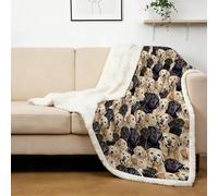 BlessLiving Fuzzy Dogs Blanket Adults Cute Blanket King