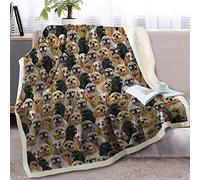 BlessLiving Fuzzy Dogs Blanket For Kids Adults Cute Puppy Fleece Blanket Reversible Animal Pattern Sherpa Throw Twin/Double (Yellow ear dog,150x200cm)