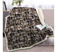 BlessLiving Fuzzy Dogs Blanket For Kids Adults Cute Puppy Fleece Blanket Reversible Animal Pattern Sherpa Throw Twin/Double (Australian Shepherd,150x200cm)