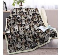 BlessLiving Fuzzy Dogs Blanket For Kids Adults Cute Puppy Fleece Blanket Reversible Animal Pattern Sherpa Throw King (Border Collie,274x228cm)