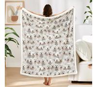 BlessLiving Fuzzy Dogs Blanket For Kids Adults Cute Puppy Fleece Blanket Reversible Animal Pattern Sherpa Throw King (Bichon Frise,274x228cm)
