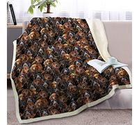BlessLiving Fuzzy Dogs Blanket For Kids Adults Cute Puppy Fleece Blanket Reversible Animal Pattern Sherpa Throw Twin/Double (Dachshund,150x200cm)