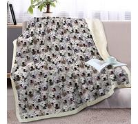 BlessLiving Fuzzy Dogs Blanket For Kids Adults Cute Puppy Fleece Blanket Reversible Animal Pattern Sherpa Throw Twin/Double (Bull Terrier,150x200cm)