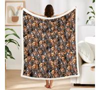 BlessLiving Fuzzy Dogs Blanket For Kids Adults Cute Puppy Fleece Blanket Reversible Animal Pattern Sherpa Throw Travel/Single (Dachshund,130x150cm)