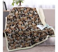 BlessLiving Fuzzy Dogs Blanket For Kids Adults Cute Puppy Fleece Blanket Reversible Animal Pattern Sherpa Throw Travel/Single (Havanese,130x150cm)