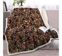 BlessLiving Fuzzy Dogs Blanket For Kids Adults Cute Puppy Fleece Blanket Reversible Animal Pattern Sherpa Throw Travel/Single (German Shepherd Dog,130x150cm)