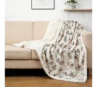 BlessLiving Fuzzy Dogs Blanket For Kids Adults Cute Puppy Fleece Blanket Reversible Animal Pattern Sherpa Throw Queen (Bichon Frise,228x228cm)