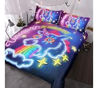 BlessLiving Galaxy Unicorn Duvet Cover 3 Piece Cosmic Rainbow Bedding Unicorn Doona Cover Size(King)