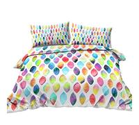 BlessLiving Girly Pastel Duvet Cover Set Double Size Colorful Watercolor Geometric Drops Bedding Sets Abstract Blue Yellow Pink Purple Bedspread 3 Pcs 1 Duvet Cover 2 Pillowcases