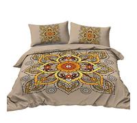 BlessLiving Hippie Mandala Duvet Cover Bohemian Single Orange Yellow Bedding 3 Piece Boho Geometric Bedspread Indian Doona Cover Set