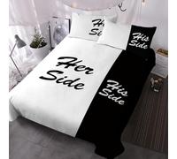 BlessLiving His Side & Her Side Bedroom Set Black and White Bedding Set Modern Couple Duvet Cover for Adults Women Men (King)