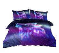 BlessLiving Howling Wolf Duvet Cover Double Purple Galaxy Pattern Printed Colorful Space Bedding Quilt Cover and 2 Pillow Shams for Boys Kids Teens 3 Piece Soft Bed Cover