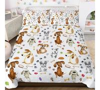 BlessLiving Kids' Single Duvet Cover Sets Cartoon Dogs Paws Pattern Bed Sets Cute Playful Animal Print Bedding for Kids 3 Pieces Puppy Themed Bedroom Decor with 2 Pillow Cases