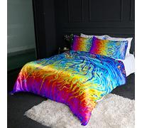 BlessLiving Marble Fire Silk Like Blue Duvet Cover Set Double