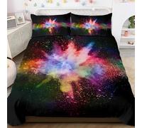 BlessLiving Multicolored Glitter Bedding Abstract Quilt Cover Double Splat in Powder Rainbow Paint Bed Set 3PCS 1 Duvet Cover 2 Pillow Cases