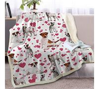 BlessLiving Red Hearts Dog Cat Print Plush Blanket Cute Puppy for Kids Adults 3d Animal Print Plush Blanket Gift for Pet Lovers Jack Russell Terrier Twin/Double (150x200cm)