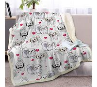 BlessLiving Red Hearts Dog Cat Print Plush Blanket Cute Puppy for Kids Adults 3d Animal Print Plush Blanket Gift for Pet Lovers Shih Tzu Travel/Single (130x150cm)
