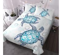 BlessLiving Sea Turtle Aqua Teal Blue Duvet Cover Set King