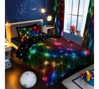 BlessLiving Single Duvet Cover Retro Neon Triangle Black Bedding Set Starry
