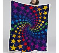 BlessLiving Star Burst Sherpa Throws Bright Neon Paint Lightweight Fleece Summer Autumn Blankets (Blue Purple Red Green OrangeYellow, Travel/Single (130x150cm))