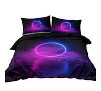 BlessLiving Starry Sky Galaxy Bedding 3D Modern Beach Duvet Cover Set 3 Piece Neon Blue Purple Watercolor Quilt Cover & 2 Pillowcases (Single)