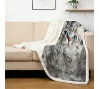 BlessLiving Throw Blanket, Gray Animal Cats, Single