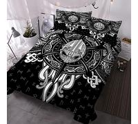 BlessLiving Vikings Black & White Single Size Bedding Set, Norse Viking Duvet Cover set for Kids Boys, Viking Helmet Crossed Viking Axes Comforter Cover, Gifts for Viking