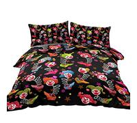 BlessLiving Vintage Clown Bedding Jack in the Box Colorful Duvet Cover 3 Piece Black Bed Quilt Cover for Kids Teens Boys (King)