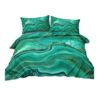 BlessLiving Vintage Duvet Cover Single Blue Green Abstract Marble Bedding Set Modern Pattern Printed Quilt Cover Soft Brushed Microfiber 3 pcs (1 Duvet Cover + 2 Pillowcases)