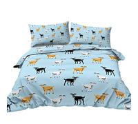 BlessLiving Watercolor Goat Portraits Bedding Set Cute Little Kid Duvet Cover 3 Piece Farm Animals Bed Cover with 2 Pillow Shams, Double Size