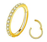 BLESSMYLOVE Clear CZ Gold 16G 6mm Nose Rings Hoop 316L Surgical Steel 16 Gauge Cartilage Earrings