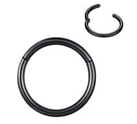 BLESSMYLOVE Nose Rings Hoop Black 20G 7mm 316L Surgical Steel Cartilage Earrings Conch Daith Helix Rook Tragus Lobe Snug Body Piercing Jewelry 20 gauge Stainless Steel Hinged Segment Rings Lip Rings
