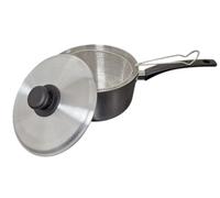 BlessTrade 20cm/22cm 3pc Steel Deep Frying Chip Pan With Wire Basket and Lid Plastic Handle Deep Fryer (22cm)