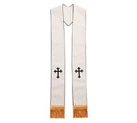 BLESSUME 1PC Clergy White Stole (White/Black)