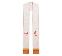 BLESSUME 1PC Clergy White Stole (White/Red)