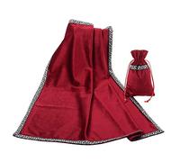 BLESSUME Altar Tarot Table Cloth Divination Wicca Velvet Cloth with Tarot Pouch (Red)