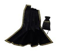 BLESSUME Altar Tarot Table Cloth Square Divination Wicca Velvet Cloth with Tarot Pouch (Black 1)