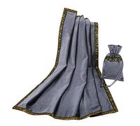 BLESSUME Altar Tarot Tablecloth Divination Wicca Velvet Cloth with Tarot Pouch (Grey 1)
