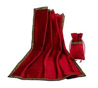 BLESSUME Altar Tarot Tablecloth Divination Wicca Velvet Cloth with Tarot Pouch, One Size (Red 1)