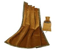 BLESSUME Altar Tarot Tablecloth Divination Wicca Velvet Cloth with Tarot Pouch (Yellow 1)
