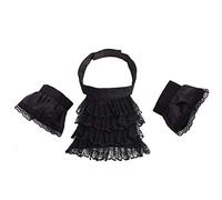 BLESSUME Black Lace Jabot Cuffs Victorian Costume Accessories, Little Black Jabot Cuffs Set