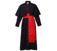 BLESSUME Catholic Cassock Priest Robe Long with Cincture Band Belt (3XL,Black Robe with Red Belt)