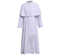 BLESSUME Catholic Cassock Priest Robe Long with Cincture Band Belt (M,White Robe with Belt)