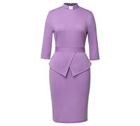 BLESSUME Catholic Church Women Clergy Tab Collar Dress Mass Sheath Dress, Light Purple, XX-Large