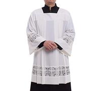 BLESSUME Catholic Pleated Lace Surplice Liturgical Cotta Vestment Liturgical Church Garment (2XL, White)