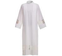 BLESSUME Catholic Priest ALB Pleated Pulpit Liturgical Church Garment (2XL, White 1)